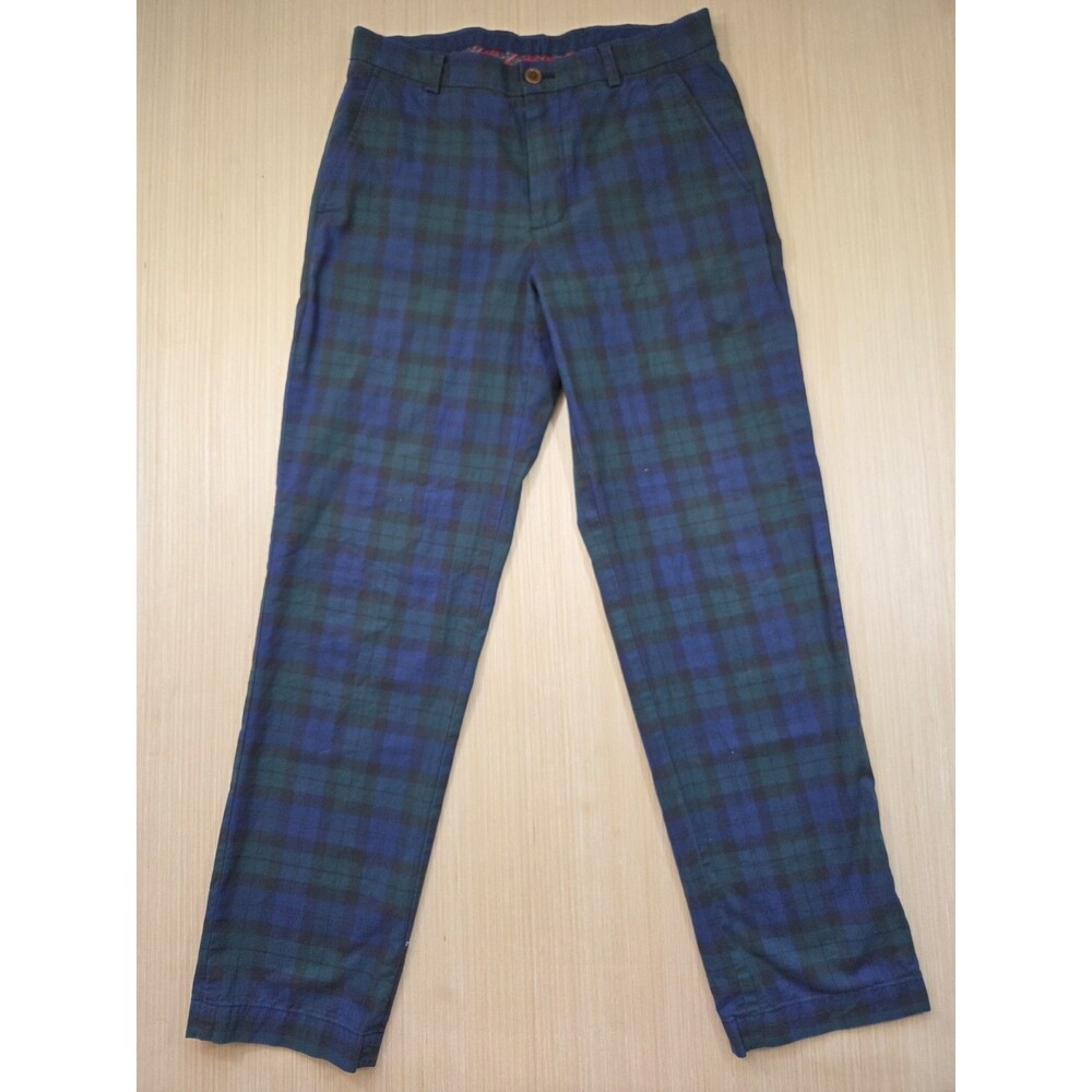 Brooks Brothers Men's 32x32 Clark Chinos Blue Green Black Watch Plaid Pants